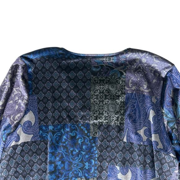 Chicos Velvet Tunic Top Womens Size 3 XL Mixed Print 3/4 Sleeve Floral Boho Art - Picture 9 of 10